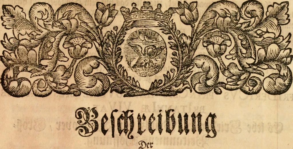 An illustration from Eine Collection curieuser Vorstellungen in Illuminationen und Feuer-Wercken : so in denen Jahren 1724 biss 1728 inclusivè, bey Gelegenheit einiger publiquen Festins und Rejouïssances, in Hamburg und mehrentheils auf dem Schau-Platze daselbst, unter der Direction und von der Invention Thomas Lediard's ... sind vorgestellet worden : in sechszehn grossen Kupfer-Platen sauber gestochen, und auff das accurateste abgebildet, nebst derselben besondern, vollkommenen und ausführlichen Beschreibungen, in welchen etliche Hundert dabey vorgestellte Sinn-Bilder, nebst dazu gehörigen Lateinischen, und in Teutschen Versen explicirten, emblematischen, und andern Inscriptionibus und Titeln enthalten, 1730, leaf 38
