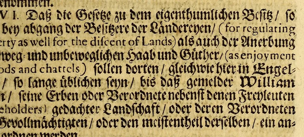 An illustration from Eine Nachricht wegen der Landschaft Pennsilvania in America: : welche jüngstens unter dem grossen Siegel in Engelland an William Penn, &c. Sambt den Freyheiten und der Macht, so zu behöriger guten Regierung derselben nötig übergeben worden, und zum Unterricht derer, so etwan bereits bewogen, oder noch möchten bewogen werden, ümb sich selbsten darhin zu begeben, oder einige Vediente und Gefinde an diesen Ort zu senden, hiermit Fund gethan wird., 1681, leaf 23