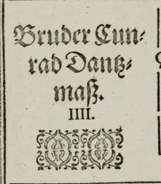 An illustration from Einer neüen Tabulatur auff Orgel und Instrumenten. Das ander allerlei schöne teutsche, italienische, frantzösische, geistliche und weltliche Lieder mit funff und vier Stimmen Passamezo, Galliardo und Täntze in sich begreifft.., 1577, leaf 109