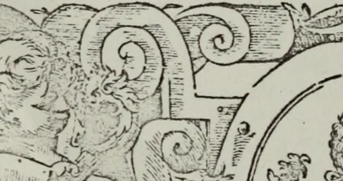 An illustration from Einer neüen Tabulatur auff Orgel und Instrumenten. Das ander allerlei schöne teutsche, italienische, frantzösische, geistliche und weltliche Lieder mit funff und vier Stimmen Passamezo, Galliardo und Täntze in sich begreifft.., 1577, leaf 7
