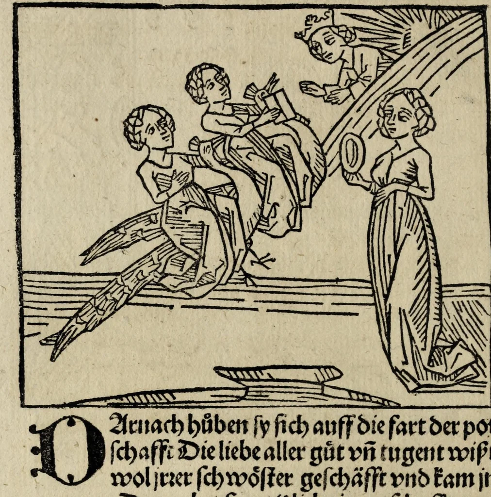 An illustration from Ein loblich büchlin von der Gmachelschafft so sich zwischen Got vn[d] der sele gar nuutzlich vnd fruchtperlichen zelessen ist, leaf 152