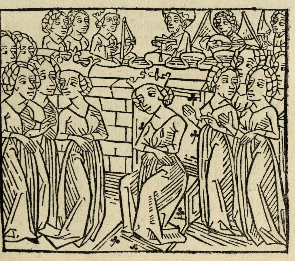 An illustration from Ein loblich büchlin von der Gmachelschafft so sich zwischen Got vn[d] der sele gar nuutzlich vnd fruchtperlichen zelessen ist, leaf 157