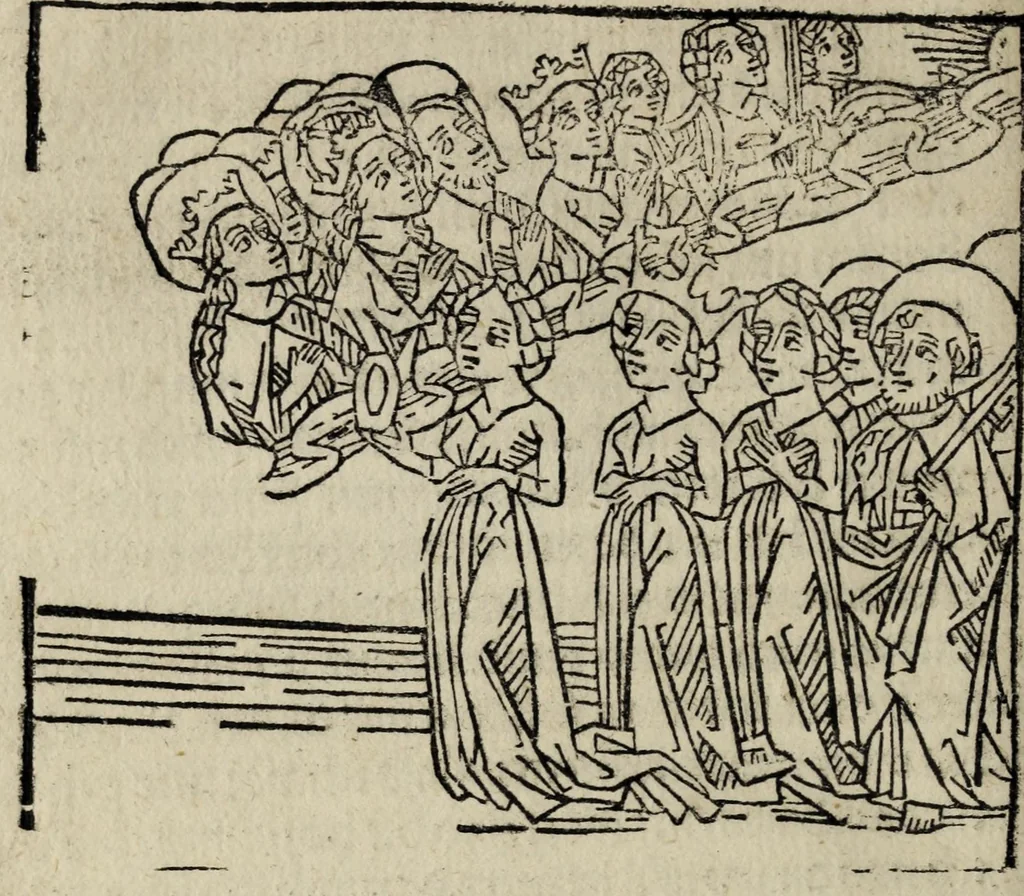 An illustration from Ein loblich büchlin von der Gmachelschafft so sich zwischen Got vn[d] der sele gar nuutzlich vnd fruchtperlichen zelessen ist, leaf 180