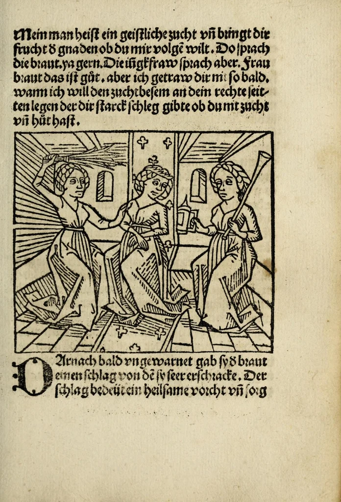 An illustration from Ein loblich büchlin von der Gmachelschafft so sich zwischen Got vn[d] der sele gar nuutzlich vnd fruchtperlichen zelessen ist, leaf 47