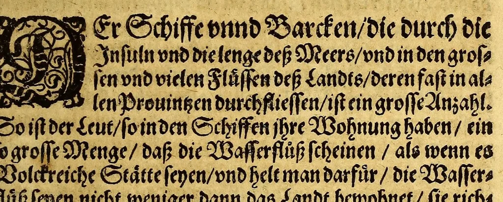 An illustration from Ein neuwe, kurtze, doch warhafftige Beschreibung dess gar grossmächtigen weitbegriffenen, bisshero vnbekandten Königreichs China: seiner fünffzehen gewaltigen Prouincien ..., 1589, leaf 177