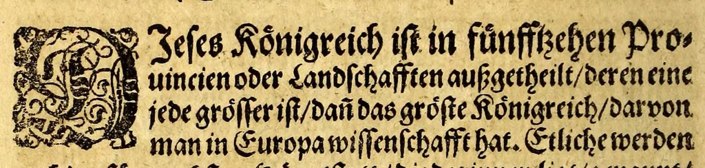 An illustration from Ein neuwe, kurtze, doch warhafftige Beschreibung dess gar grossmächtigen weitbegriffenen, bisshero vnbekandten Königreichs China: seiner fünffzehen gewaltigen Prouincien ..., 1589, leaf 40