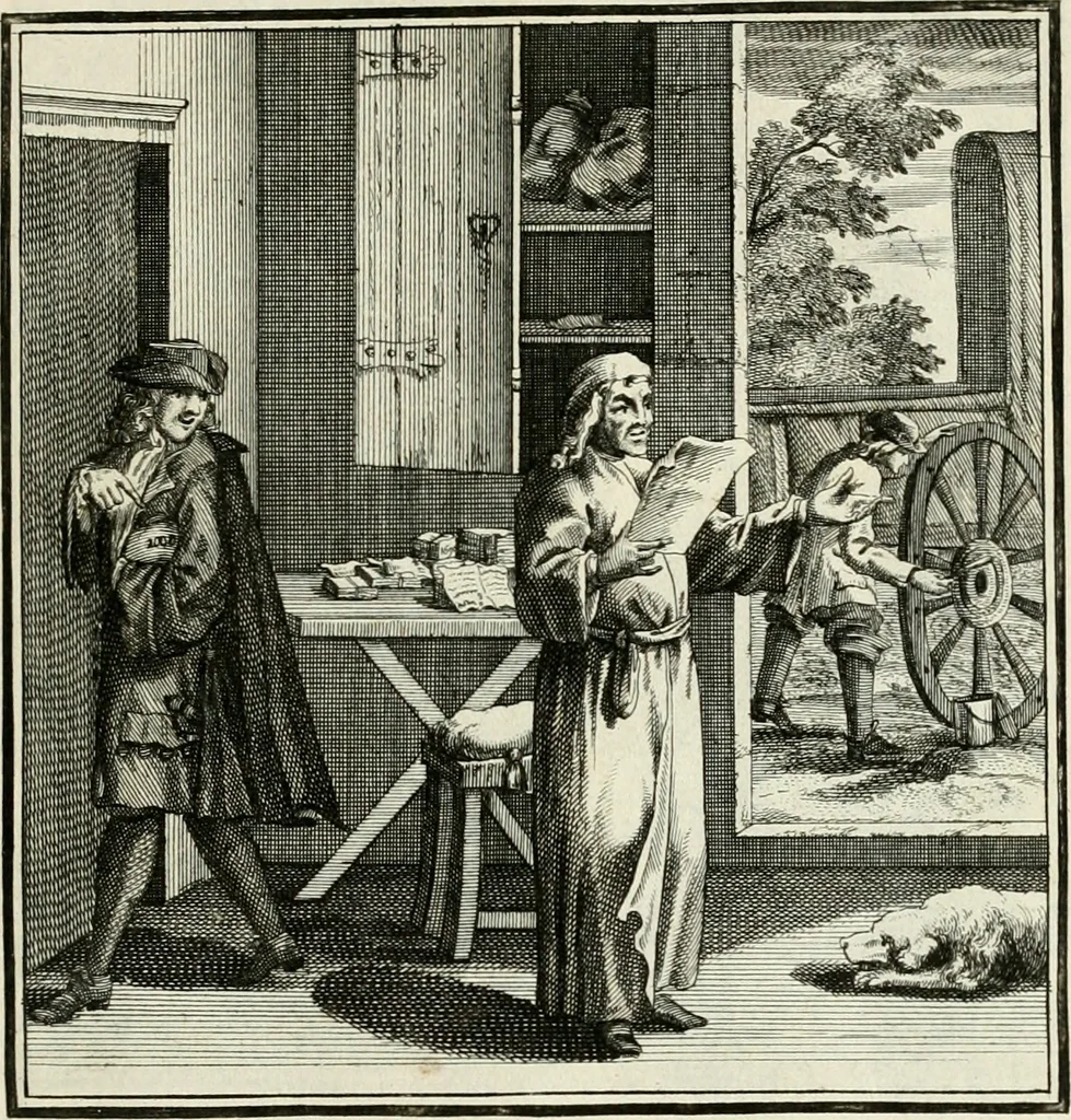 An illustration from Ein Schock Phantastn in einem Kasten : mit ihrem Pourtrait gar net in Kupffer gebracht und ausgelacht, samt einer Vorred, 1700, leaf 104