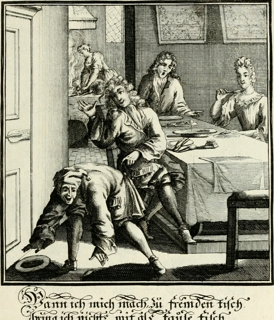 An illustration from Ein Schock Phantastn in einem Kasten : mit ihrem Pourtrait gar net in Kupffer gebracht und ausgelacht, samt einer Vorred, 1700, leaf 112