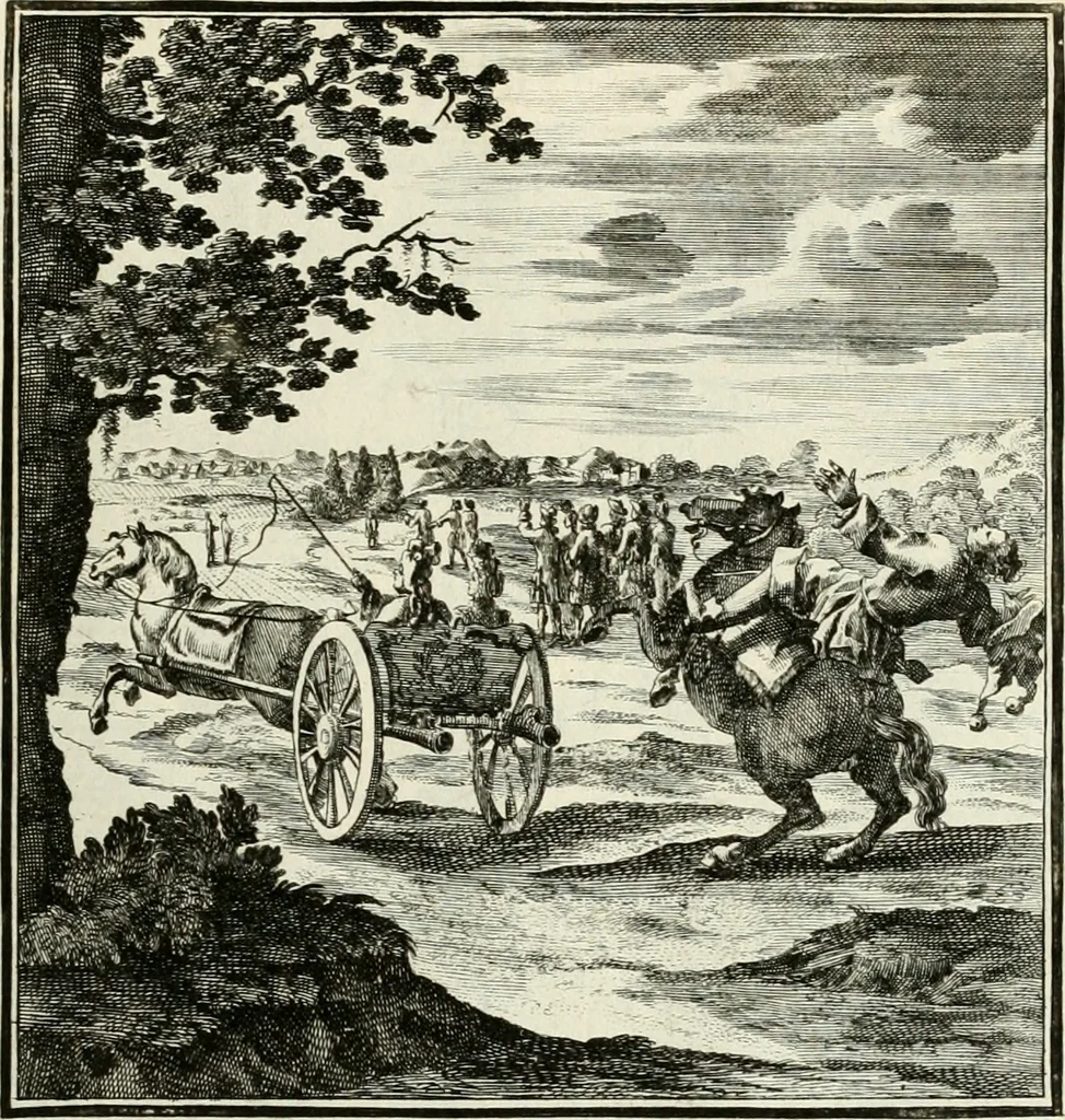 An illustration from Ein Schock Phantastn in einem Kasten : mit ihrem Pourtrait gar net in Kupffer gebracht und ausgelacht, samt einer Vorred, 1700, leaf 118