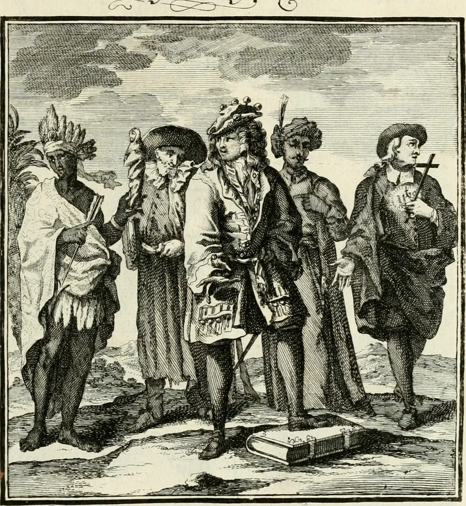 An illustration from Ein Schock Phantastn in einem Kasten : mit ihrem Pourtrait gar net in Kupffer gebracht und ausgelacht, samt einer Vorred, 1700, leaf 136