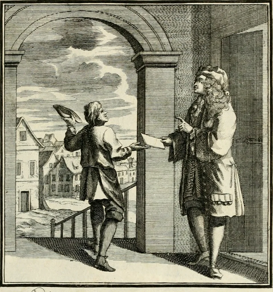 An illustration from Ein Schock Phantastn in einem Kasten : mit ihrem Pourtrait gar net in Kupffer gebracht und ausgelacht, samt einer Vorred, 1700, leaf 18