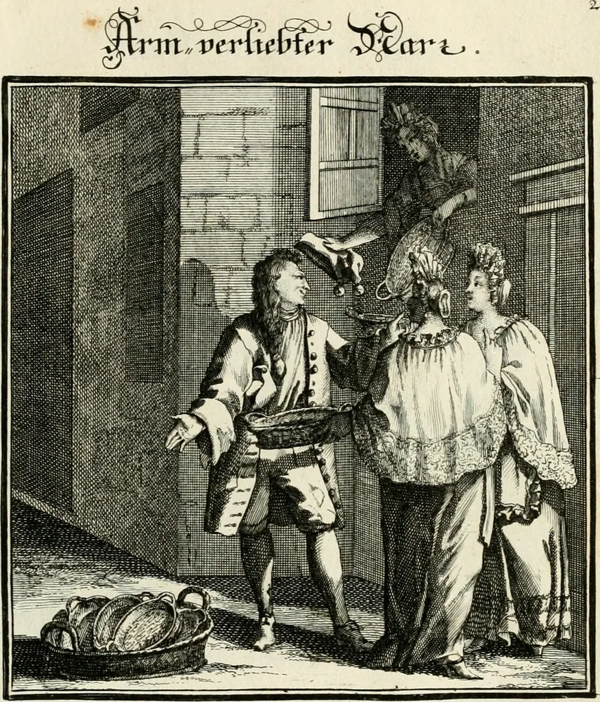 An illustration from Ein Schock Phantastn in einem Kasten : mit ihrem Pourtrait gar net in Kupffer gebracht und ausgelacht, samt einer Vorred, 1700, leaf 20