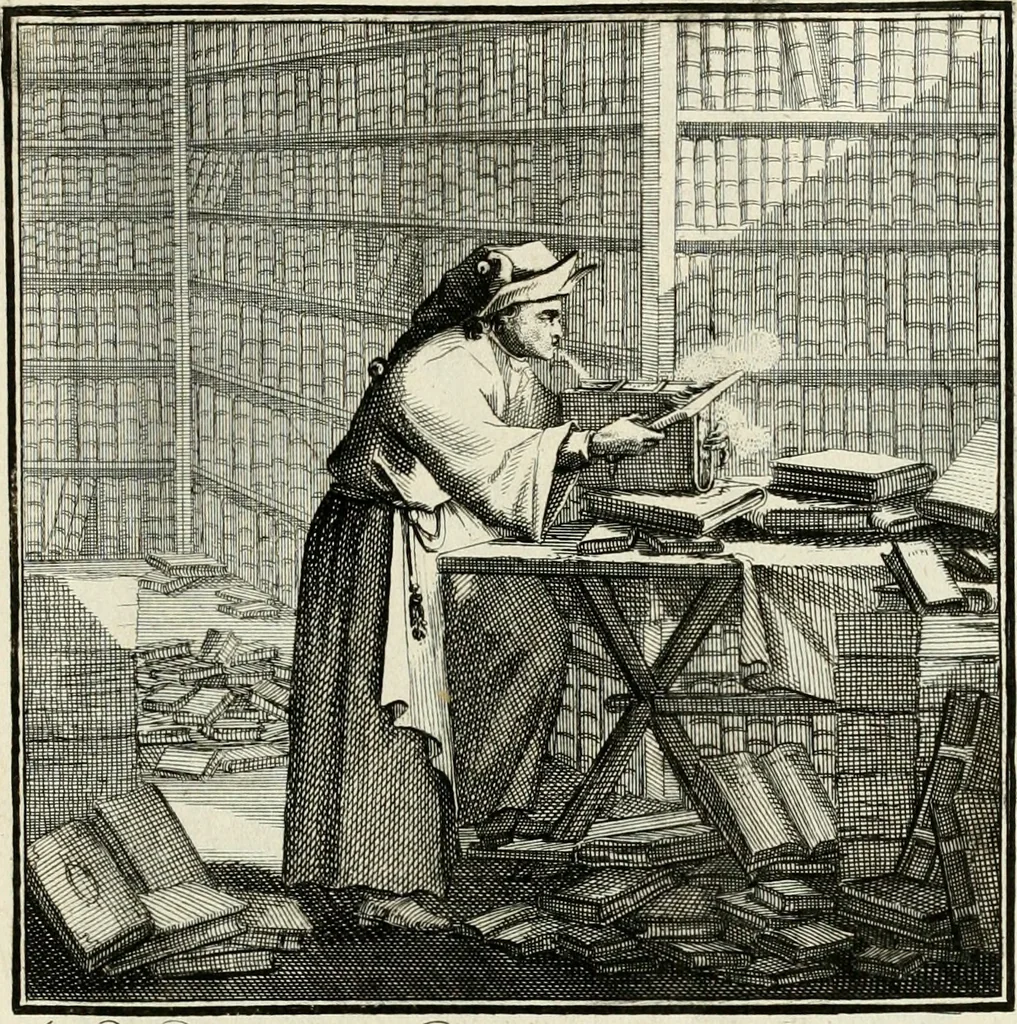 An illustration from Ein Schock Phantastn in einem Kasten : mit ihrem Pourtrait gar net in Kupffer gebracht und ausgelacht, samt einer Vorred, 1700, leaf 28