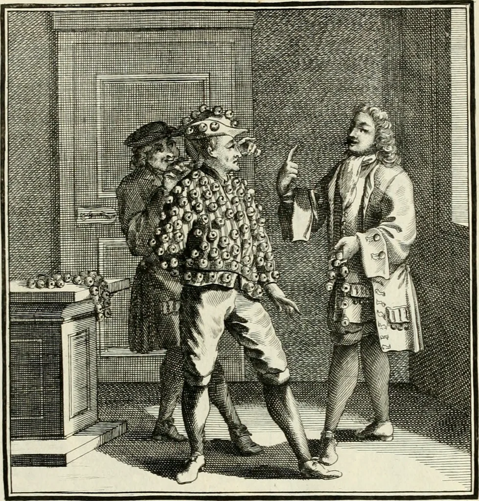 An illustration from Ein Schock Phantastn in einem Kasten : mit ihrem Pourtrait gar net in Kupffer gebracht und ausgelacht, samt einer Vorred, 1700, leaf 38