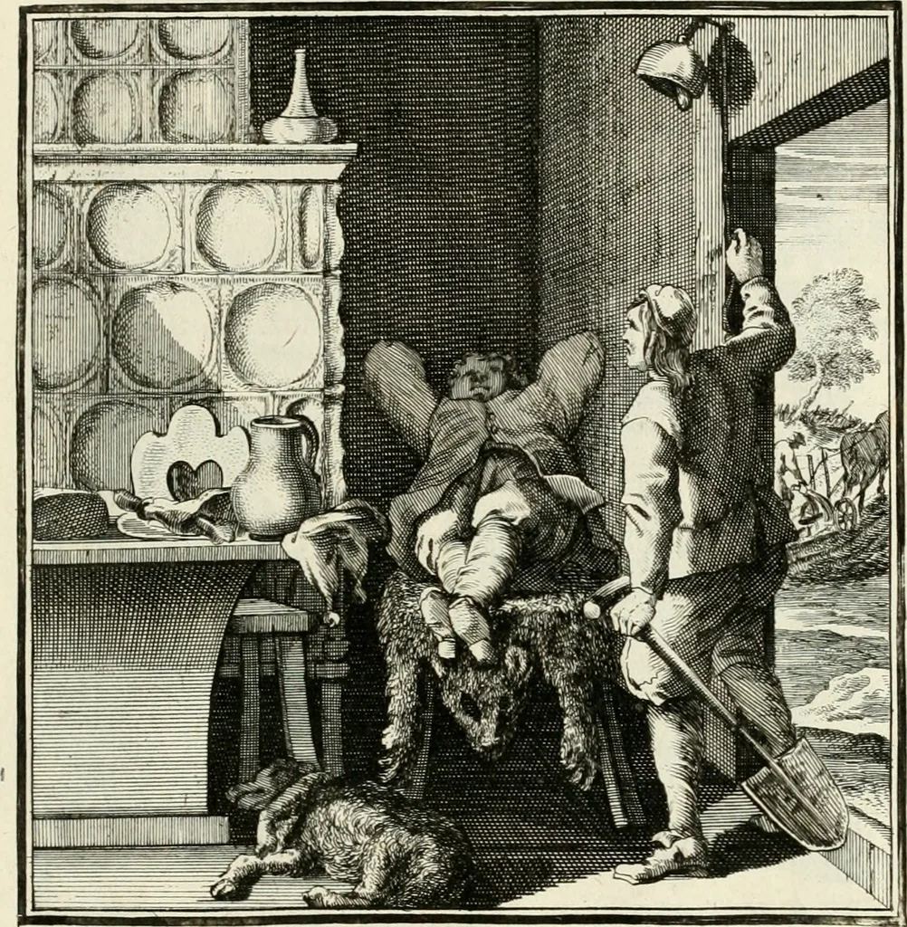 An illustration from Ein Schock Phantastn in einem Kasten : mit ihrem Pourtrait gar net in Kupffer gebracht und ausgelacht, samt einer Vorred, 1700, leaf 46