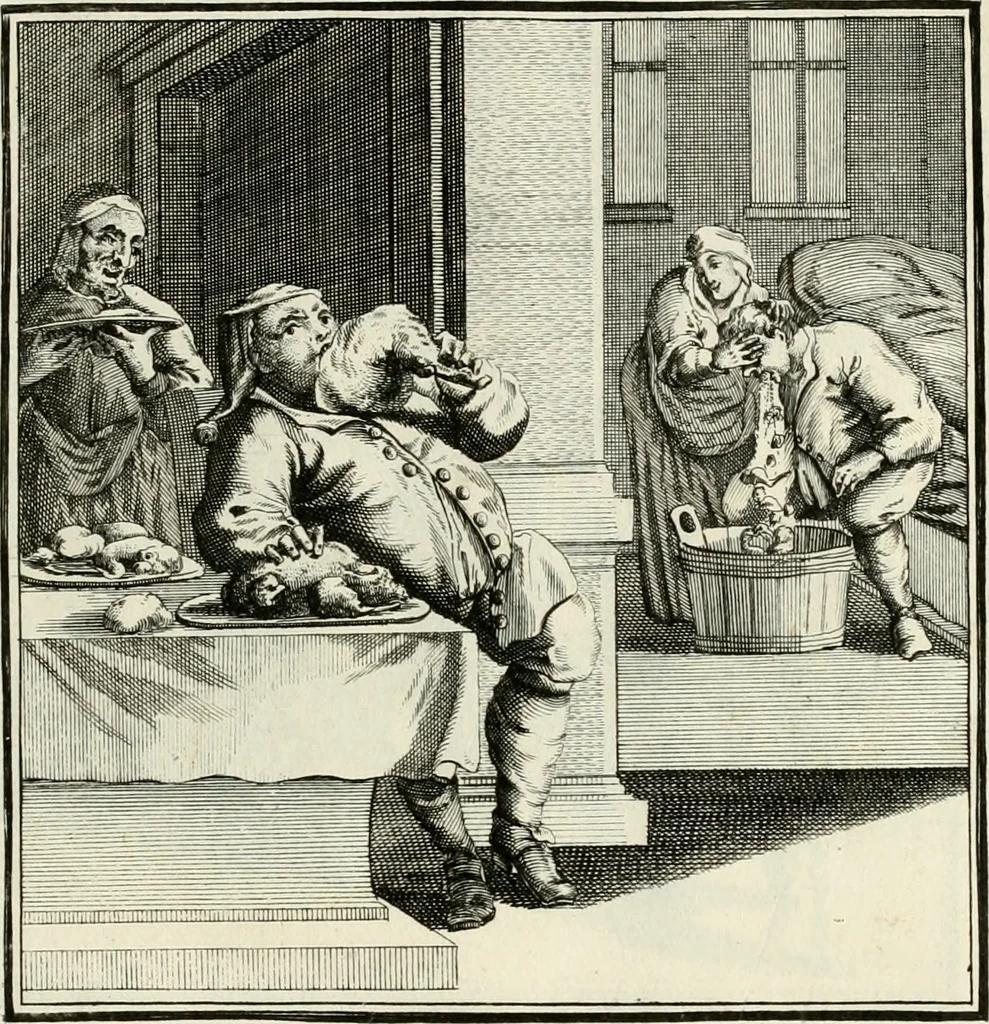 An illustration from Ein Schock Phantastn in einem Kasten : mit ihrem Pourtrait gar net in Kupffer gebracht und ausgelacht, samt einer Vorred, 1700, leaf 50