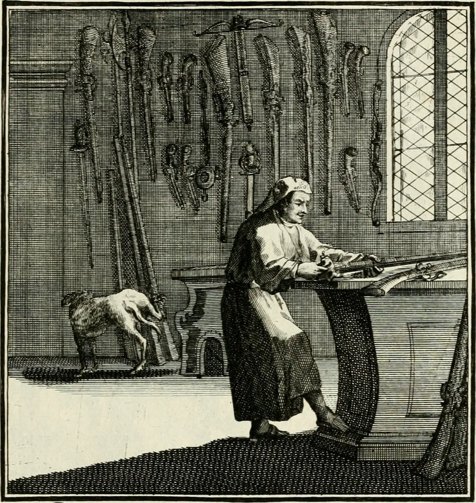 An illustration from Ein Schock Phantastn in einem Kasten : mit ihrem Pourtrait gar net in Kupffer gebracht und ausgelacht, samt einer Vorred, 1700, leaf 58