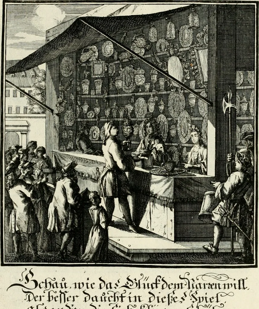 An illustration from Ein Schock Phantastn in einem Kasten : mit ihrem Pourtrait gar net in Kupffer gebracht und ausgelacht, samt einer Vorred, 1700, leaf 60