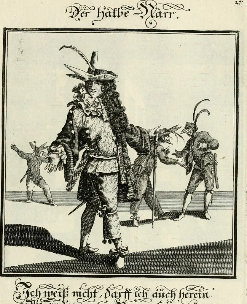 An illustration from Ein Schock Phantastn in einem Kasten : mit ihrem Pourtrait gar net in Kupffer gebracht und ausgelacht, samt einer Vorred, 1700, leaf 70