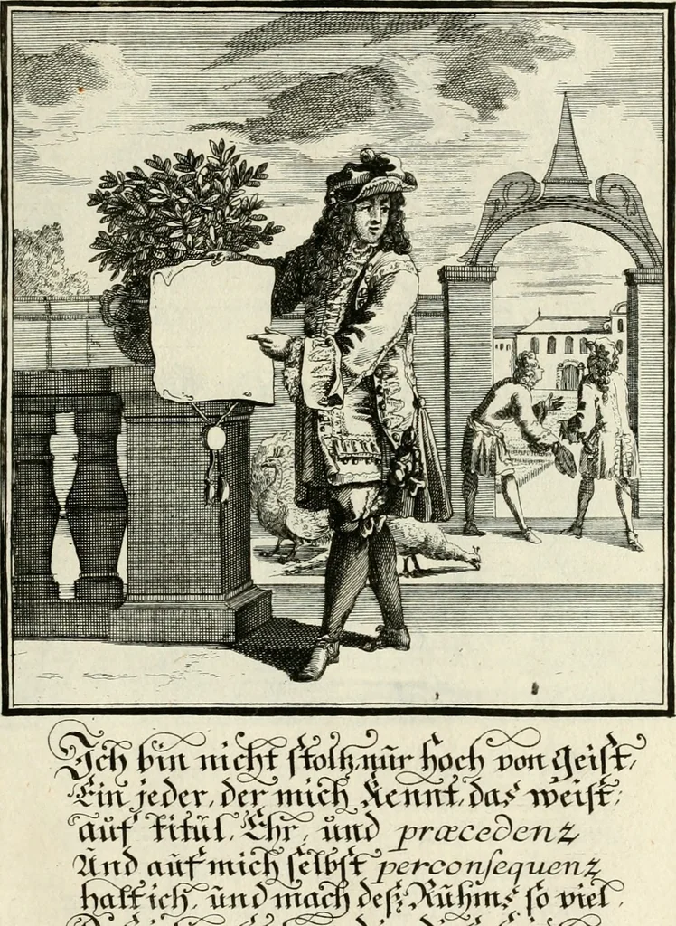 An illustration from Ein Schock Phantastn in einem Kasten : mit ihrem Pourtrait gar net in Kupffer gebracht und ausgelacht, samt einer Vorred, 1700, leaf 74
