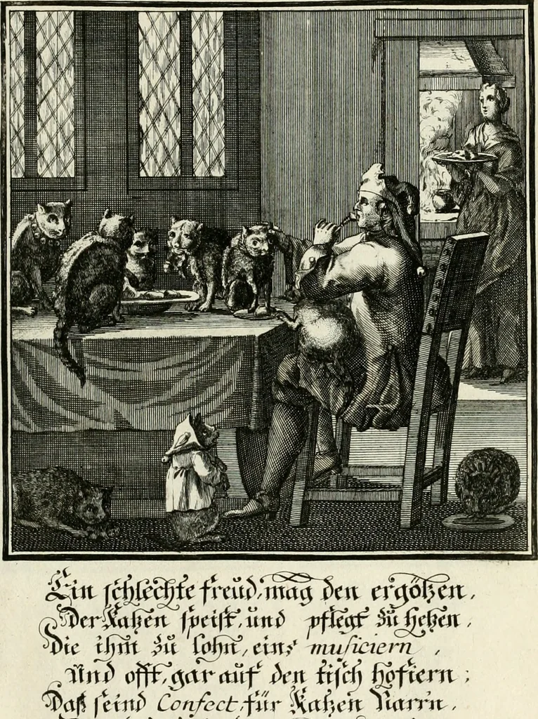 An illustration from Ein Schock Phantastn in einem Kasten : mit ihrem Pourtrait gar net in Kupffer gebracht und ausgelacht, samt einer Vorred, 1700, leaf 80
