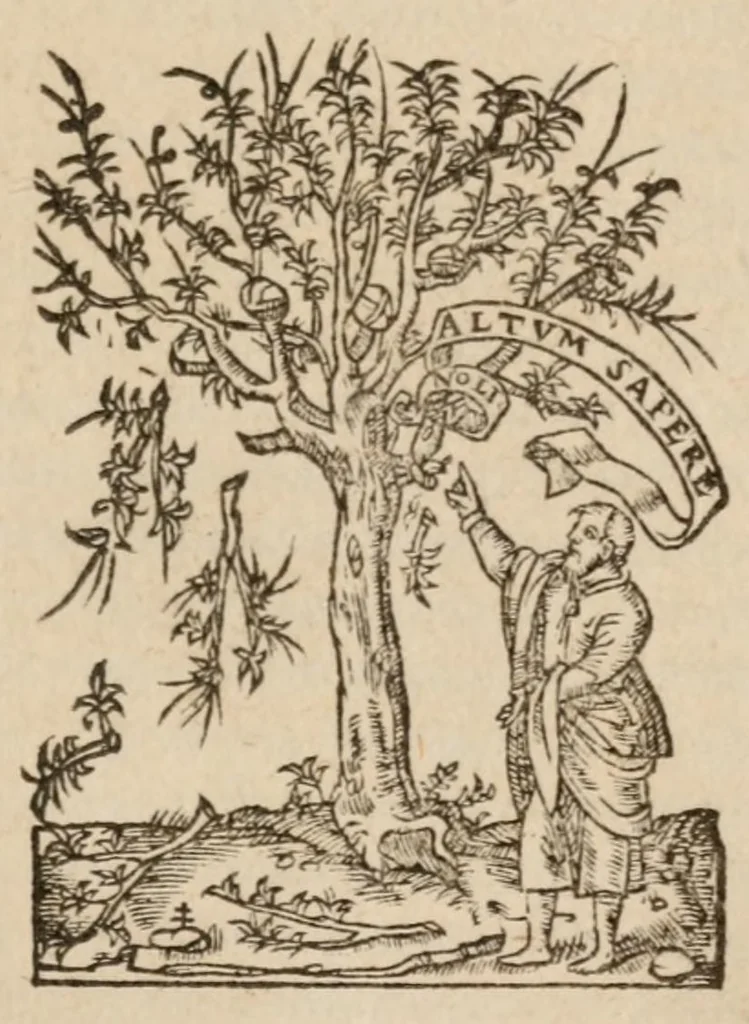 An illustration from Ek tōn Aristotelous kai Theophrastou = Aristotelis et Theophrasti scripta quaedam : quae uel nunquam antea uel minus emendata quam nunc edita fuerunt, 1557, leaf 7