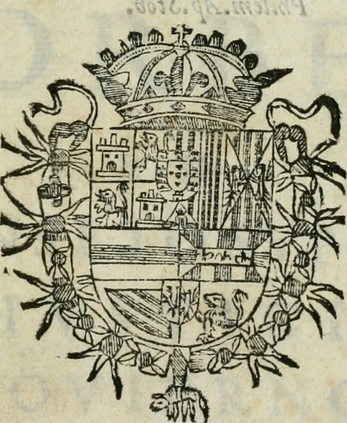 An illustration from [El] aivstamiento i proporcion de las monedas de oro, plata i cobre i la redvccion destos metales a sv debida estimacion, son regalia singvlar del rei de España i de las Indias, nvestro señor, que la es del oro i plata del orbe, 1629, leaf 2