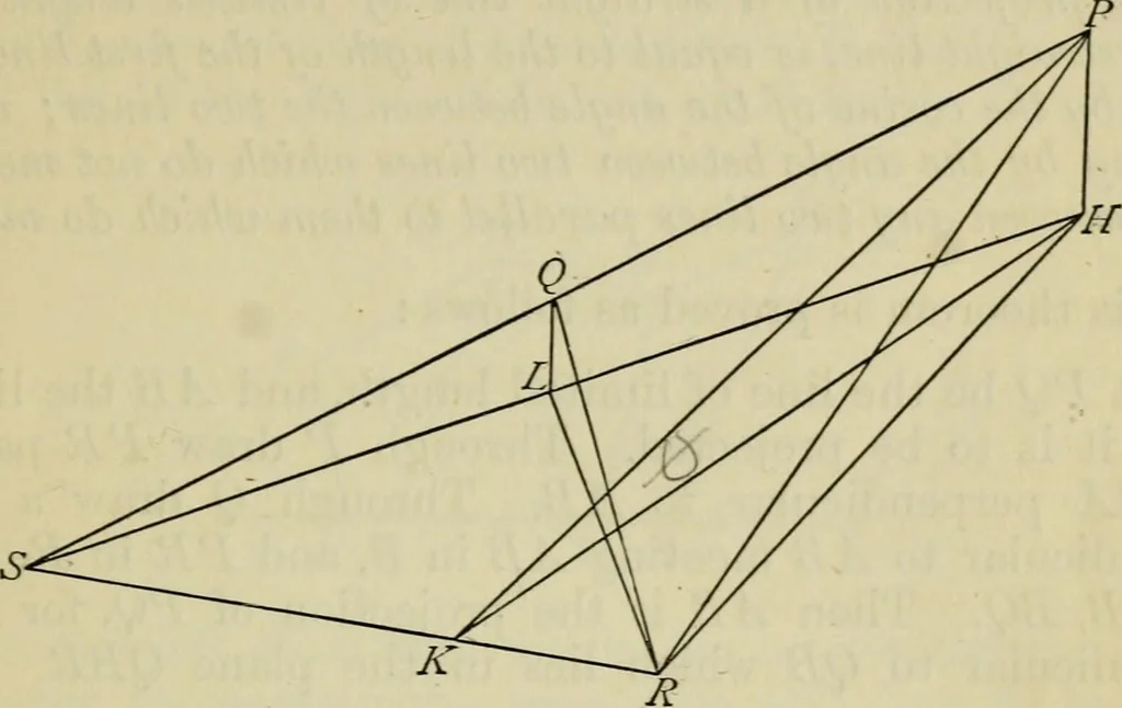 An illustration from An elementary treatise on solid geometry, 1886, leaf 19
