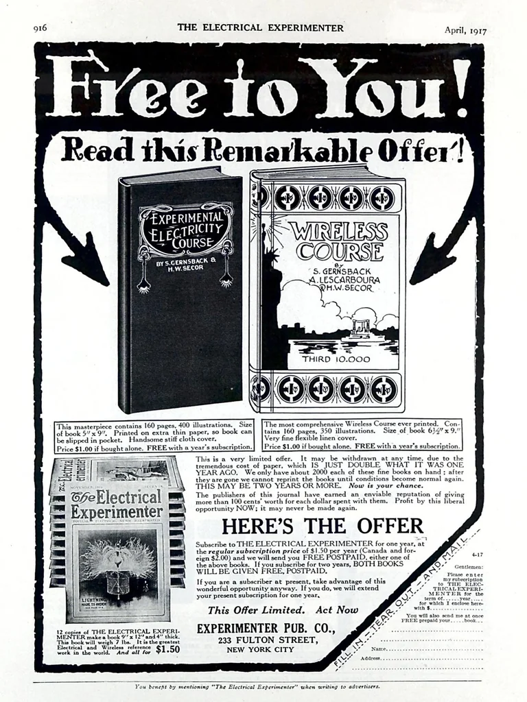 An illustration from Electrical Experimenter 1917-04, 1917, leaf 53