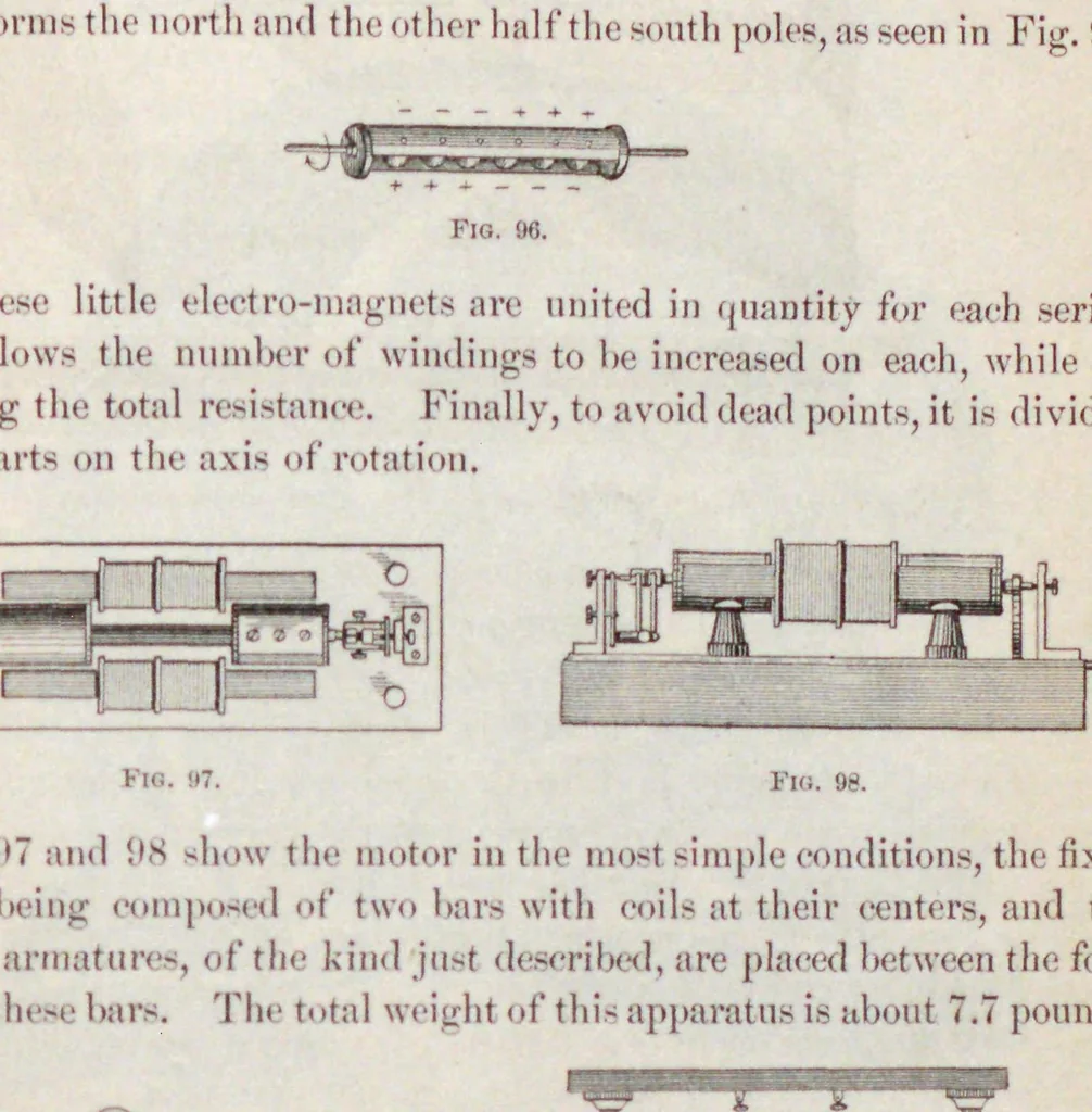 An illustration from Electrical appliances of the present day; being a report on the Paris Electrical Exhibition of 1881, 1884, leaf 105