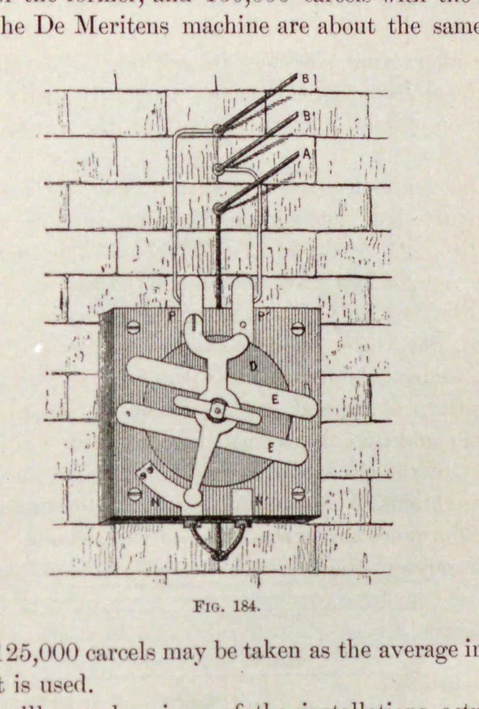 An illustration from Electrical appliances of the present day; being a report on the Paris Electrical Exhibition of 1881, 1884, leaf 209