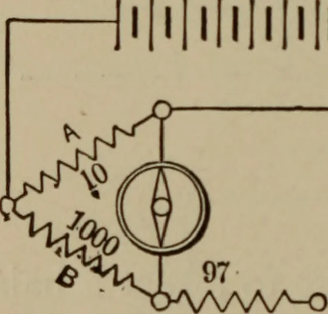 An illustration from Electrical instruments and testing; how to use the voltmeter, ohmmeter, ammeter, potentiometer, galvanometer, the Wheatstone bridge, and standard portable testing sets, 1907, leaf 237