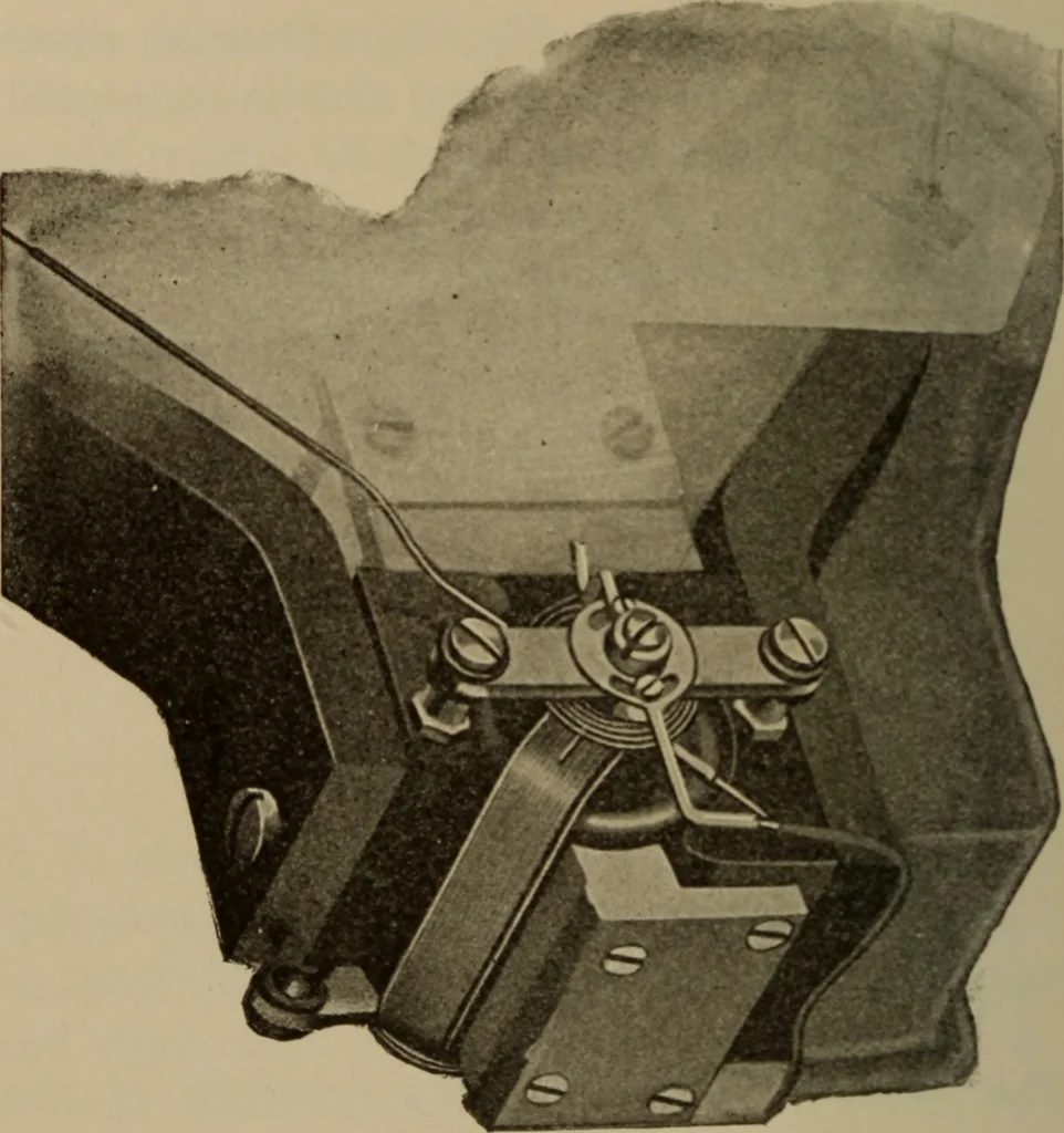 An illustration from Electrical instruments and testing; how to use the voltmeter, ohmmeter, ammeter, potentiometer, galvanometer, the Wheatstone bridge, and standard portable testing sets, 1907, leaf 65