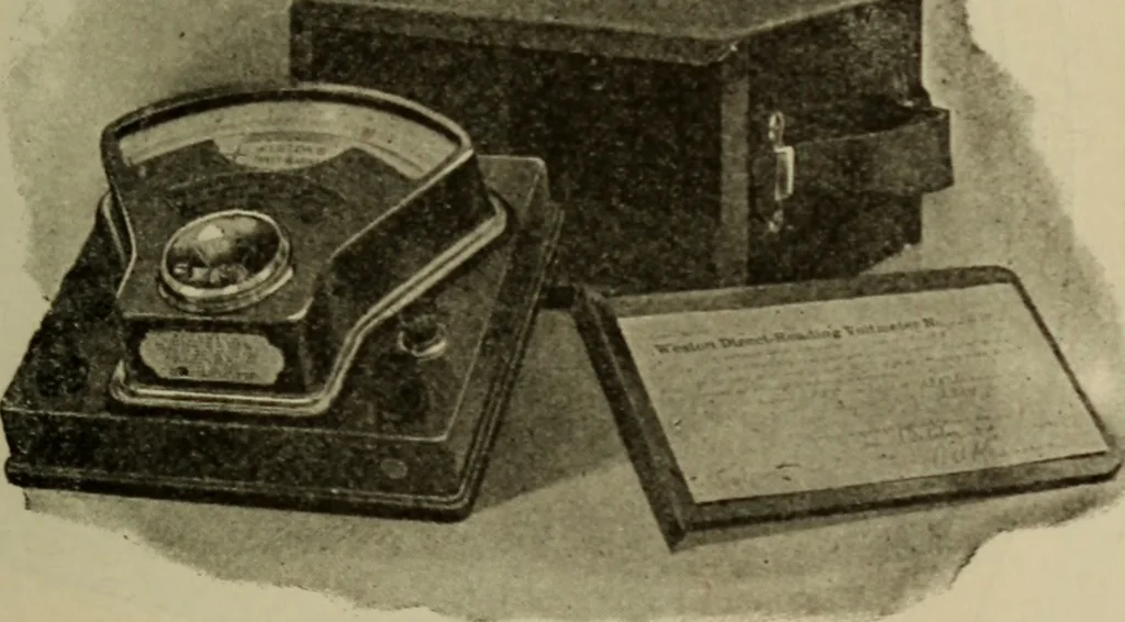 An illustration from Electrical instruments and testing; how to use the voltmeter, ohmmeter, ammeter, potentiometer, galvanometer, the Wheatstone bridge, and standard portable testing sets, 1907, leaf 66