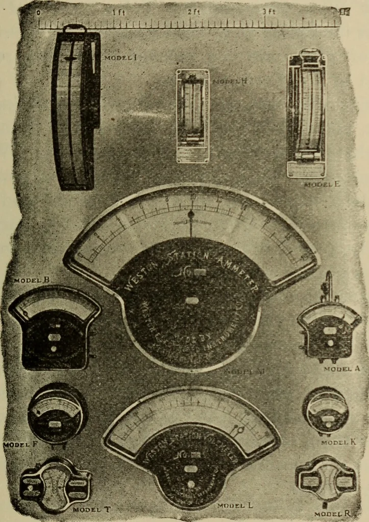 An illustration from Electrical instruments and testing; how to use the voltmeter, ohmmeter, ammeter, potentiometer, galvanometer, the Wheatstone bridge, and standard portable testing sets, 1907, leaf 76