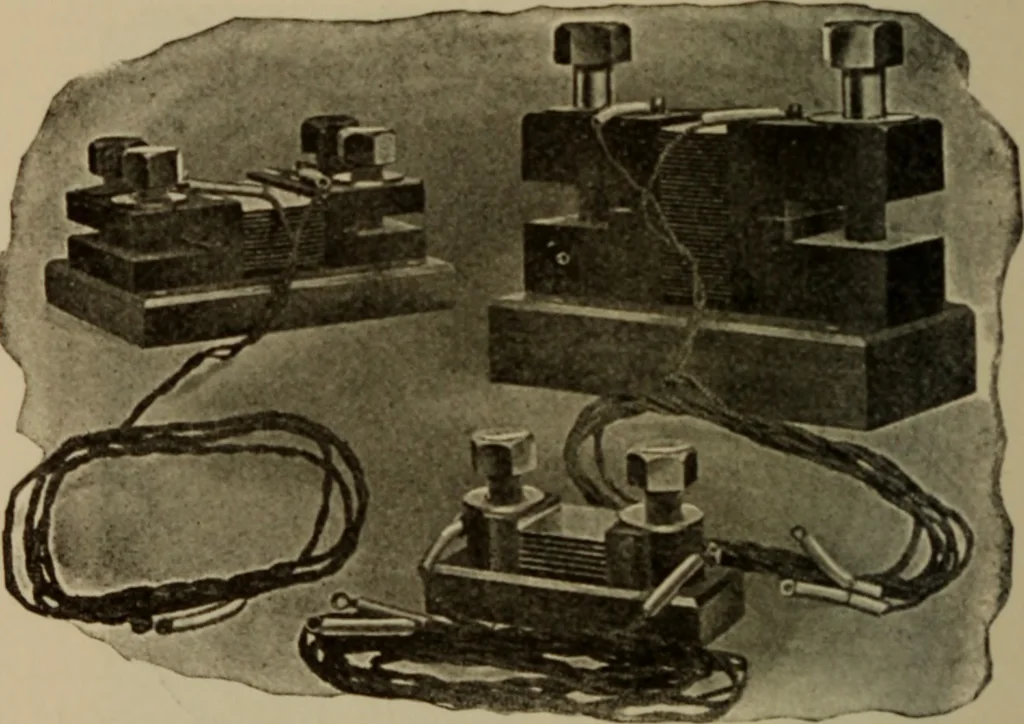 An illustration from Electrical instruments and testing; how to use the voltmeter, ohmmeter, ammeter, potentiometer, galvanometer, the Wheatstone bridge, and standard portable testing sets, 1907, leaf 81