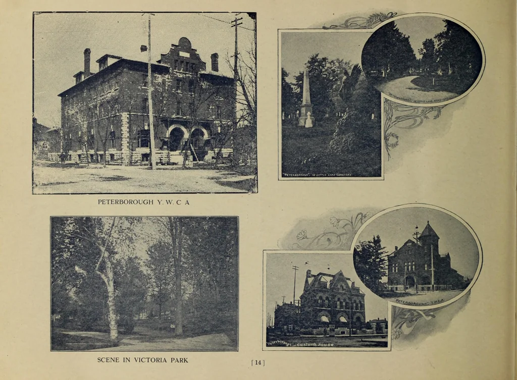 An illustration from The Electric City, Peterborough, Ontario, Canada : views of city and district, with information from official sources ... / compiled by J.A. McElhiney and E.R. Hensley., 1915, leaf 15