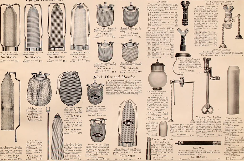 An illustration from Electric, gas, and combination lighting fixtures : table lamps, floor lamps, electrical wiring material, lighting glassware / Sears, Roebuck and Co., 1900, leaf 101