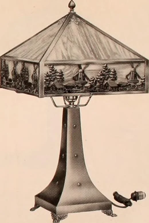 An illustration from Electric, gas, and combination lighting fixtures : table lamps, floor lamps, electrical wiring material, lighting glassware / Sears, Roebuck and Co., 1900, leaf 107