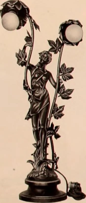 An illustration from Electric, gas, and combination lighting fixtures : table lamps, floor lamps, electrical wiring material, lighting glassware / Sears, Roebuck and Co., 1900, leaf 108