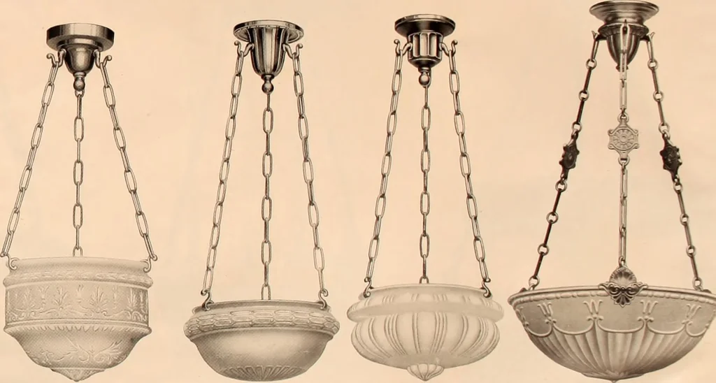 An illustration from Electric, gas, and combination lighting fixtures : table lamps, floor lamps, electrical wiring material, lighting glassware / Sears, Roebuck and Co., 1900, leaf 11