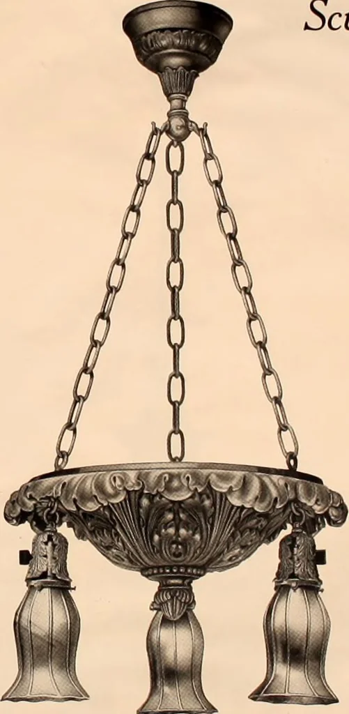 An illustration from Electric, gas, and combination lighting fixtures : table lamps, floor lamps, electrical wiring material, lighting glassware / Sears, Roebuck and Co., 1900, leaf 13