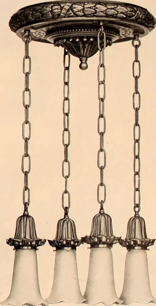 An illustration from Electric, gas, and combination lighting fixtures : table lamps, floor lamps, electrical wiring material, lighting glassware / Sears, Roebuck and Co., 1900, leaf 13