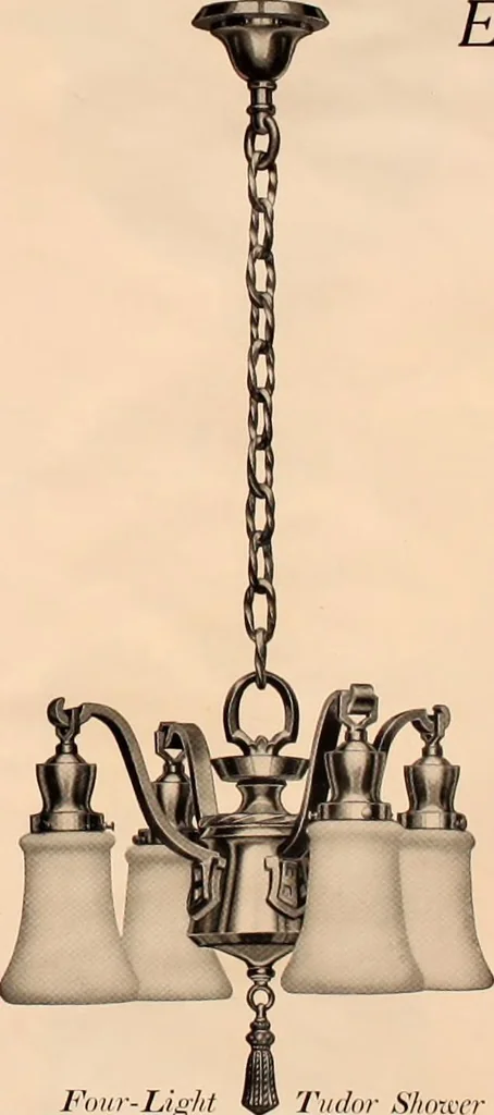 An illustration from Electric, gas, and combination lighting fixtures : table lamps, floor lamps, electrical wiring material, lighting glassware / Sears, Roebuck and Co., 1900, leaf 15