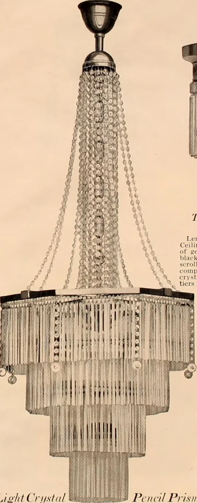 An illustration from Electric, gas, and combination lighting fixtures : table lamps, floor lamps, electrical wiring material, lighting glassware / Sears, Roebuck and Co., 1900, leaf 17