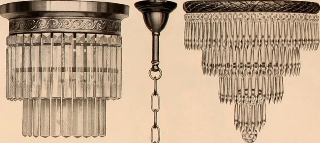 An illustration from Electric, gas, and combination lighting fixtures : table lamps, floor lamps, electrical wiring material, lighting glassware / Sears, Roebuck and Co., 1900, leaf 17