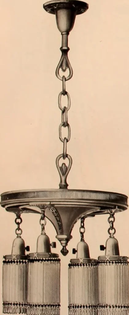 An illustration from Electric, gas, and combination lighting fixtures : table lamps, floor lamps, electrical wiring material, lighting glassware / Sears, Roebuck and Co., 1900, leaf 18