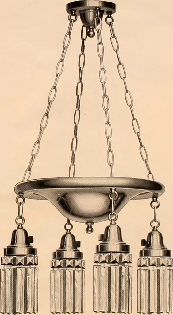 An illustration from Electric, gas, and combination lighting fixtures : table lamps, floor lamps, electrical wiring material, lighting glassware / Sears, Roebuck and Co., 1900, leaf 19