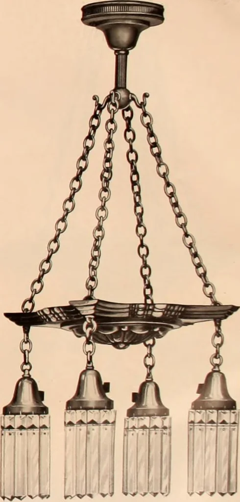 An illustration from Electric, gas, and combination lighting fixtures : table lamps, floor lamps, electrical wiring material, lighting glassware / Sears, Roebuck and Co., 1900, leaf 19