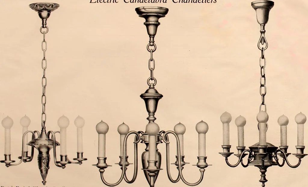 An illustration from Electric, gas, and combination lighting fixtures : table lamps, floor lamps, electrical wiring material, lighting glassware / Sears, Roebuck and Co., 1900, leaf 2